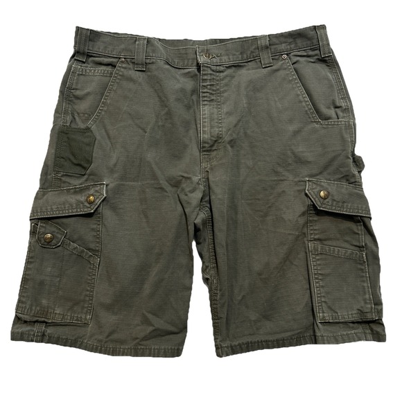 Carhartt Mens Ripstop Cargo Shorts B357 MOS Moss Size 38 Relaxed Fit Carpenter - Picture 1 of 6